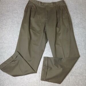 Natural Issue Executive Khakis Mens 36x32 Olive Green Pleated Cuffed Chino Pants